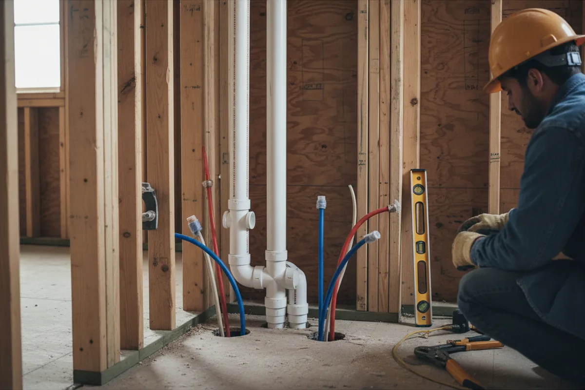 Drain and supply rough-in during Leak Detection in Parrott